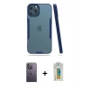 MARSİLYAN™- iPhone 12 Pro Max Kılıf Atlas Asil Serisi - Siyah Polymer Nano Ekran Koruyucu + Neon Fosforlu Kamera Lens - BZ