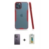 MARSİLYAN™- iPhone 12 Pro Max Kılıf Atlas Asil Serisi - Siyah Polymer Nano Ekran Koruyucu + Neon Fosforlu Kamera Lens - BZ