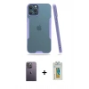 MARSİLYAN™- iPhone 12 Pro Max Kılıf Atlas Asil Serisi - Siyah Polymer Nano Ekran Koruyucu + Neon Fosforlu Kamera Lens - BZ