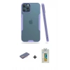 MARSİLYAN™- iPhone 12 Pro Max Kılıf Atlas Asil Serisi - Siyah Polymer Nano Ekran Koruyucu + Renkli Kamera Lens Koruma Cam - PE