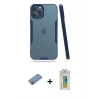 MARSİLYAN™- iPhone 12 Pro Max Kılıf Atlas Asil Serisi - Siyah Polymer Nano Ekran Koruyucu + Shine Kamera Lens Koruma Cam - PE