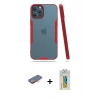 MARSİLYAN™- iPhone 12 Pro Max Kılıf Atlas Asil Serisi - Siyah Polymer Nano Ekran Koruyucu + Renkli Kamera Lens Koruma Cam - TU