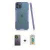 MARSİLYAN™- iPhone 12 Pro Max Kılıf Atlas Asil Serisi - Siyah Polymer Nano Ekran Koruyucu + Neon Fosforlu Kamera Lens - YL