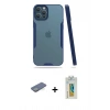 MARSİLYAN™- iPhone 12 Pro Max Kılıf Atlas Asil Serisi - Siyah Polymer Nano Ekran Koruyucu + Renkli Kamera Lens Koruma Cam - YL