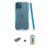 MARSİLYAN™- iPhone 12 Pro Max Kılıf Atlas Asil Serisi - Siyah Polymer Nano Ekran Koruyucu + Renkli Kamera Lens Koruma Cam - YL