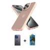 MARSİLYAN™- iPhone 12 Pro Max Kılıf Atlas Form - Siyah 18D Cam Ekran Koruyucu + Neon Fosforlu Kamera Lens - MI