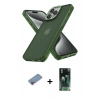 MARSİLYAN™- iPhone 12 Pro Max Kılıf Atlas Form - Siyah 360 Mat Full Body Arka Koruyucu + Shine Kamera Lens Koruma Cam - PE