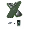 MARSİLYAN™- iPhone 12 Pro Max Kılıf Atlas Form - Siyah 360 Mat Full Body Arka Koruyucu + Renkli Kamera Lens Koruma Cam - SI