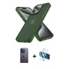MARSİLYAN™- iPhone 12 Pro Max Kılıf Atlas Form - Siyah 3D Antistatik Cam Ekran Koruyucu + Neon Fosforlu Kamera Lens - MI