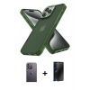 MARSİLYAN™- iPhone 12 Pro Max Kılıf Atlas Form - Siyah 3D Antistatik Hayalet Cam Ekran Koruyucu + Neon Fosforlu Kamera Lens - BZ