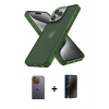 MARSİLYAN™- iPhone 12 Pro Max Kılıf Atlas Form - Siyah 3D Antistatik Hayalet Cam Ekran Koruyucu + Neon Fosforlu Kamera Lens - SI