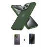 MARSİLYAN™- iPhone 12 Pro Max Kılıf Atlas Form - Siyah 3D Antistatik Hayalet Cam Ekran Koruyucu + Neon Fosforlu Kamera Lens - YL