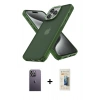 MARSİLYAN™- iPhone 12 Pro Max Kılıf Atlas Form - Siyah 6D Mat Seramik Hayalet Nano Ekran Koruyucu + Beyaz Neon Fosforlu Kamera Lens