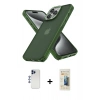 MARSİLYAN™- iPhone 12 Pro Max Kılıf Atlas Form - Siyah 6D Mat Seramik Hayalet Nano Ekran Koruyucu + Lacivert Shine Kamera Lens