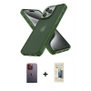 MARSİLYAN™- iPhone 12 Pro Max Kılıf Atlas Form - Siyah 6D Mat Seramik Hayalet Nano Ekran Koruyucu + Neon Fosforlu Kamera Lens - TU