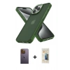 MARSİLYAN™- iPhone 12 Pro Max Kılıf Atlas Form - Siyah 6D Mat Seramik Hayalet Nano Ekran Koruyucu + Neon Fosforlu Kamera Lens - SI