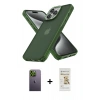 MARSİLYAN™- iPhone 12 Pro Max Kılıf Atlas Form - Siyah Mat Seramik Nano Ekran Koruyucu + Neon Fosforlu Kamera Lens - YL