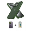 MARSİLYAN™- iPhone 12 Pro Max Kılıf Atlas Form - Siyah Polymer Nano Ekran Koruyucu + Neon Fosforlu Kamera Lens - YL