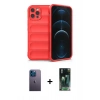 MARSİLYAN™- iPhone 12 Pro Max Kılıf Atlas Koleksiyonu - Şeffaf 360 Full Body Arka Koruyucu + Neon Fosforlu Kamera Lens - MI