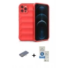 MARSİLYAN™- iPhone 12 Pro Max Kılıf Atlas Koleksiyonu - Şeffaf Royal Nano Ekran Koruyucu + Renkli Kamera Lens Koruma Cam - SI