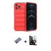 MARSİLYAN™- iPhone 12 Pro Max Kılıf Atlas Koleksiyonu - Şeffaf Temperli Cam Ekran Koruyucu + Metal Kamera Lens Koruma Cam - KI