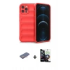 MARSİLYAN™- iPhone 12 Pro Max Kılıf Atlas Koleksiyonu - Şeffaf Temperli Cam Ekran Koruyucu + Renkli Kamera Lens Koruma Cam - PE