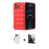 MARSİLYAN™- iPhone 12 Pro Max Kılıf Atlas Koleksiyonu - Şeffaf Temperli Cam Ekran Koruyucu + Shine Kamera Lens - LT