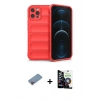 MARSİLYAN™- iPhone 12 Pro Max Kılıf Atlas Koleksiyonu - Şeffaf Temperli Cam Ekran Koruyucu + Shine Kamera Lens Koruma Cam - PE