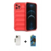 MARSİLYAN™- iPhone 12 Pro Max Kılıf Atlas Koleksiyonu - Siyah 18D Cam Ekran Koruyucu + Shine Kamera Lens - GD