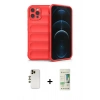 MARSİLYAN™- iPhone 12 Pro Max Kılıf Atlas Koleksiyonu - Siyah 20D Premium Cam Ekran Koruyucu + Shine Kamera Lens - GD