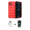 MARSİLYAN™- iPhone 12 Pro Max Kılıf Atlas Koleksiyonu - Siyah 360 Mat Full Body Arka Koruyucu + Shine Kamera Lens - LT