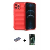 MARSİLYAN™- iPhone 12 Pro Max Kılıf Atlas Koleksiyonu - Siyah 360 Mat Full Body Arka Koruyucu + Renkli Kamera Lens Koruma Cam - TU