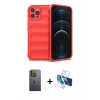 MARSİLYAN™- iPhone 12 Pro Max Kılıf Atlas Koleksiyonu - Siyah 3D Antistatik Seramik Nano Ekran Koruyucu + Neon Fosforlu Kamera Lens - YL