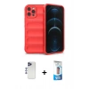 MARSİLYAN™- iPhone 12 Pro Max Kılıf Atlas Koleksiyonu - Siyah 5D Eko Cam Ekran Koruyucu + Shine Kamera Lens - LT