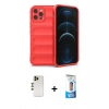 MARSİLYAN™- iPhone 12 Pro Max Kılıf Atlas Koleksiyonu - Siyah 5D Eko Cam Ekran Koruyucu + Shine Kamera Lens - GD