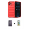 MARSİLYAN™- iPhone 12 Pro Max Kılıf Atlas Koleksiyonu - Siyah Polymer Nano Ekran Koruyucu + Neon Fosforlu Kamera Lens - BZ