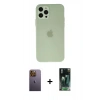 MARSİLYAN™- iPhone 12 Pro Max Kılıf Atlas Minimal Prime - Şeffaf 360 Full Body Arka Koruyucu + Neon Fosforlu Kamera Lens - SI