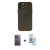 MARSİLYAN™- iPhone 12 Pro Max Kılıf Atlas Minimal Prime - Şeffaf Royal Nano Ekran Koruyucu + Neon Fosforlu Kamera Lens - BZ