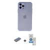 MARSİLYAN™- iPhone 12 Pro Max Kılıf Atlas Minimal Prime - Şeffaf Royal Nano Ekran Koruyucu + Renkli Kamera Lens Koruma Cam - PE