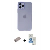 MARSİLYAN™- iPhone 12 Pro Max Kılıf Atlas Minimal Prime - Şeffaf Royal Nano Ekran Koruyucu + Sierra Blue Shine Kamera Lens Koruma Cam