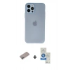 MARSİLYAN™- iPhone 12 Pro Max Kılıf Atlas Minimal Prime - Şeffaf Royal Nano Ekran Koruyucu + Sierra Blue Shine Kamera Lens Koruma Cam