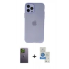 MARSİLYAN™- iPhone 12 Pro Max Kılıf Atlas Minimal Prime - Şeffaf Royal Nano Ekran Koruyucu + Neon Fosforlu Kamera Lens - YL