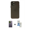 MARSİLYAN™- iPhone 12 Pro Max Kılıf Atlas Minimal Prime - Şeffaf Royal Nano Ekran Koruyucu + Neon Fosforlu Kamera Lens - YL
