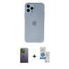 MARSİLYAN™- iPhone 12 Pro Max Kılıf Atlas Minimal Prime - Şeffaf Royal Nano Ekran Koruyucu + Neon Fosforlu Kamera Lens - YL
