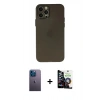 MARSİLYAN™- iPhone 12 Pro Max Kılıf Atlas Minimal Prime - Şeffaf Temperli Cam Ekran Koruyucu + Neon Fosforlu Kamera Lens - MI