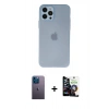 MARSİLYAN™- iPhone 12 Pro Max Kılıf Atlas Minimal Prime - Şeffaf Temperli Cam Ekran Koruyucu + Neon Fosforlu Kamera Lens - MI