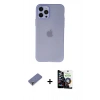 MARSİLYAN™- iPhone 12 Pro Max Kılıf Atlas Minimal Prime - Şeffaf Temperli Cam Ekran Koruyucu + Metal Kamera Lens Koruma Cam - GD