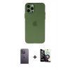 MARSİLYAN™- iPhone 12 Pro Max Kılıf Atlas Minimal Prime - Şeffaf Temperli Cam Ekran Koruyucu + Neon Fosforlu Kamera Lens - BZ