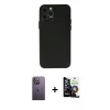 MARSİLYAN™- iPhone 12 Pro Max Kılıf Atlas Minimal Prime - Şeffaf Temperli Cam Ekran Koruyucu + Neon Fosforlu Kamera Lens - BZ