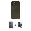 MARSİLYAN™- iPhone 12 Pro Max Kılıf Atlas Minimal Prime - Şeffaf Temperli Cam Ekran Koruyucu + Neon Fosforlu Kamera Lens - BZ
